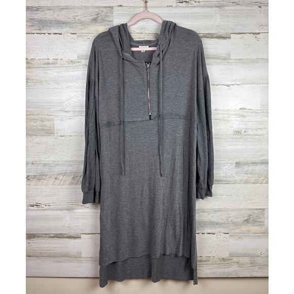 POL Women’s Small Gray Hooded Midi T-Shirt Dress Boho Casual Long Sleeve NEW - Picture 1 of 6